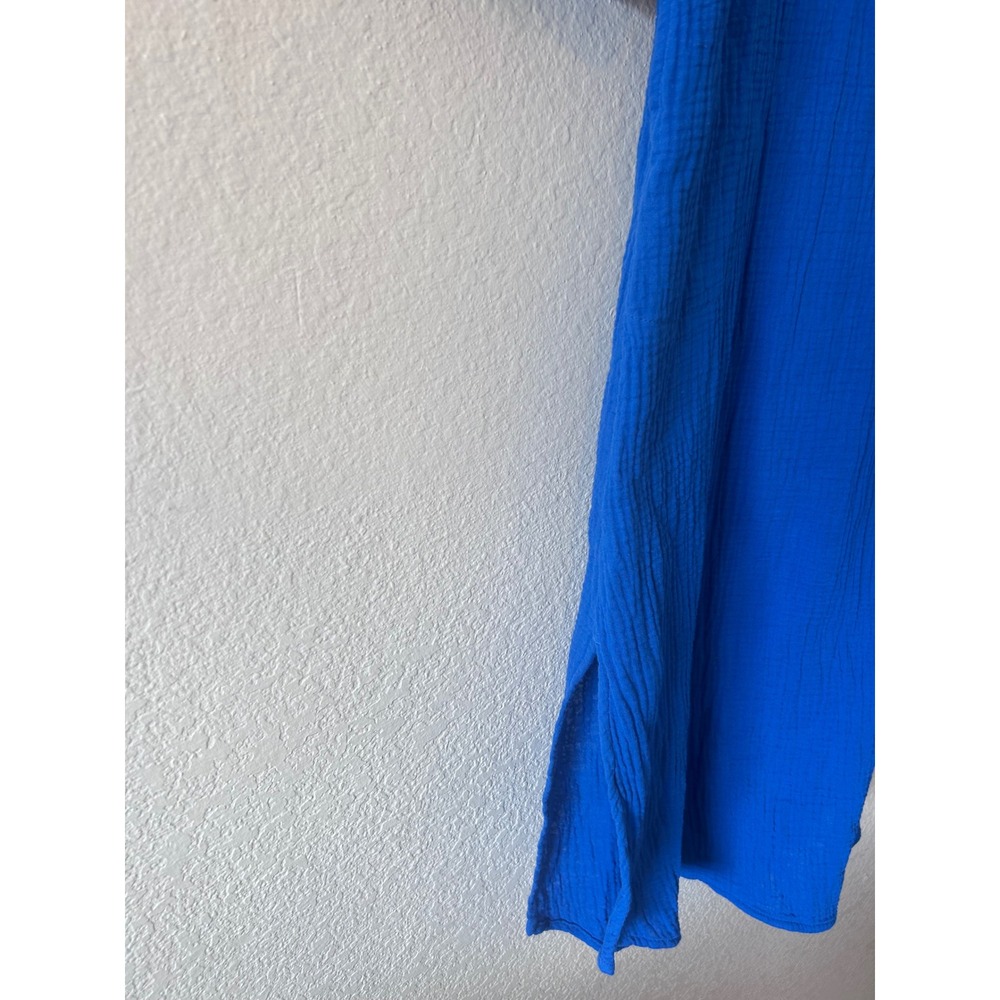 J. Jill 100% Cotton-Gauze‎ One-Pocket Blue Lagenlook Shirtdress SZ XS - Picture 6 of 10